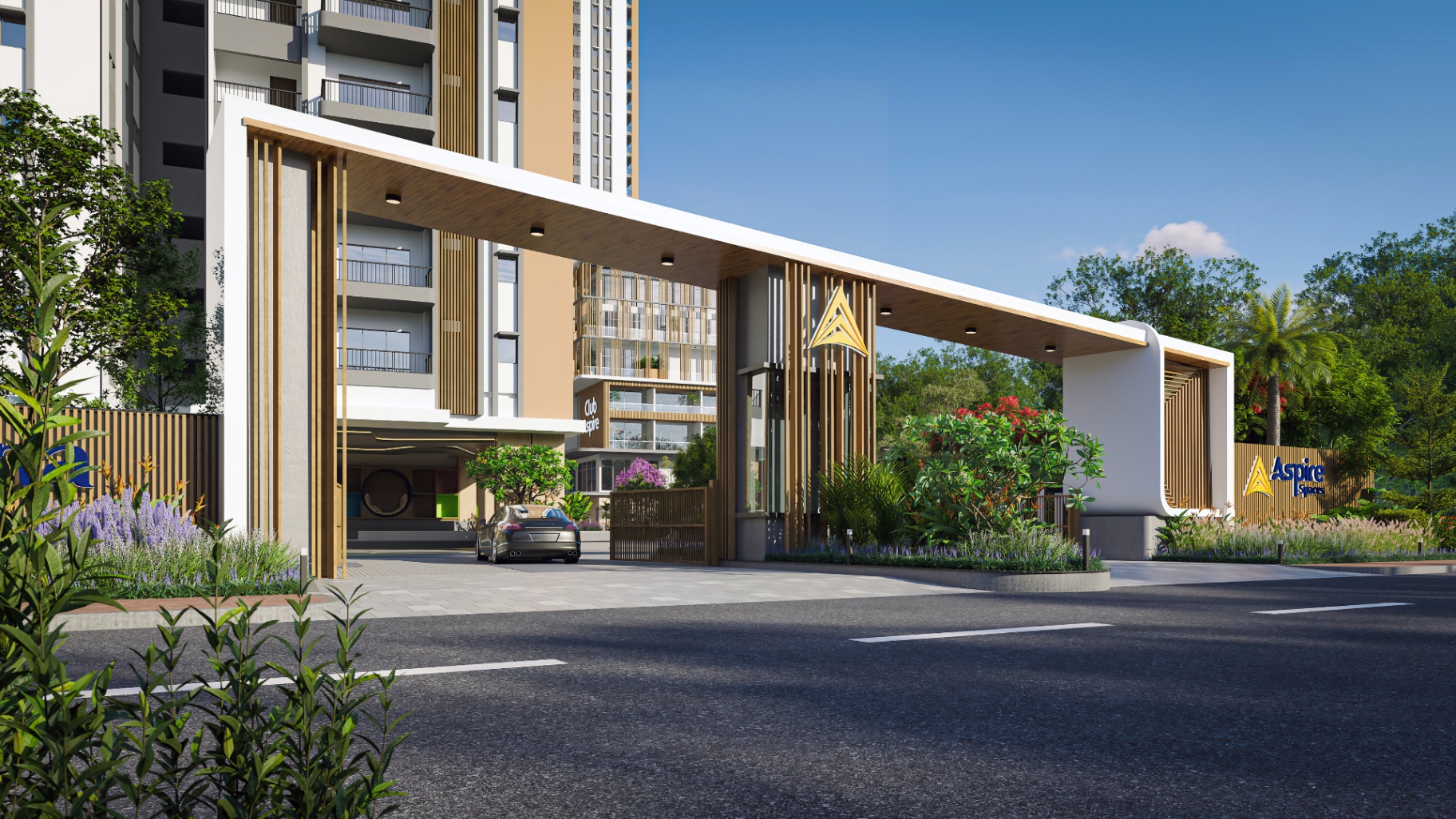 Aspire Aarna grand entrance gate — Arrival Gate · Day