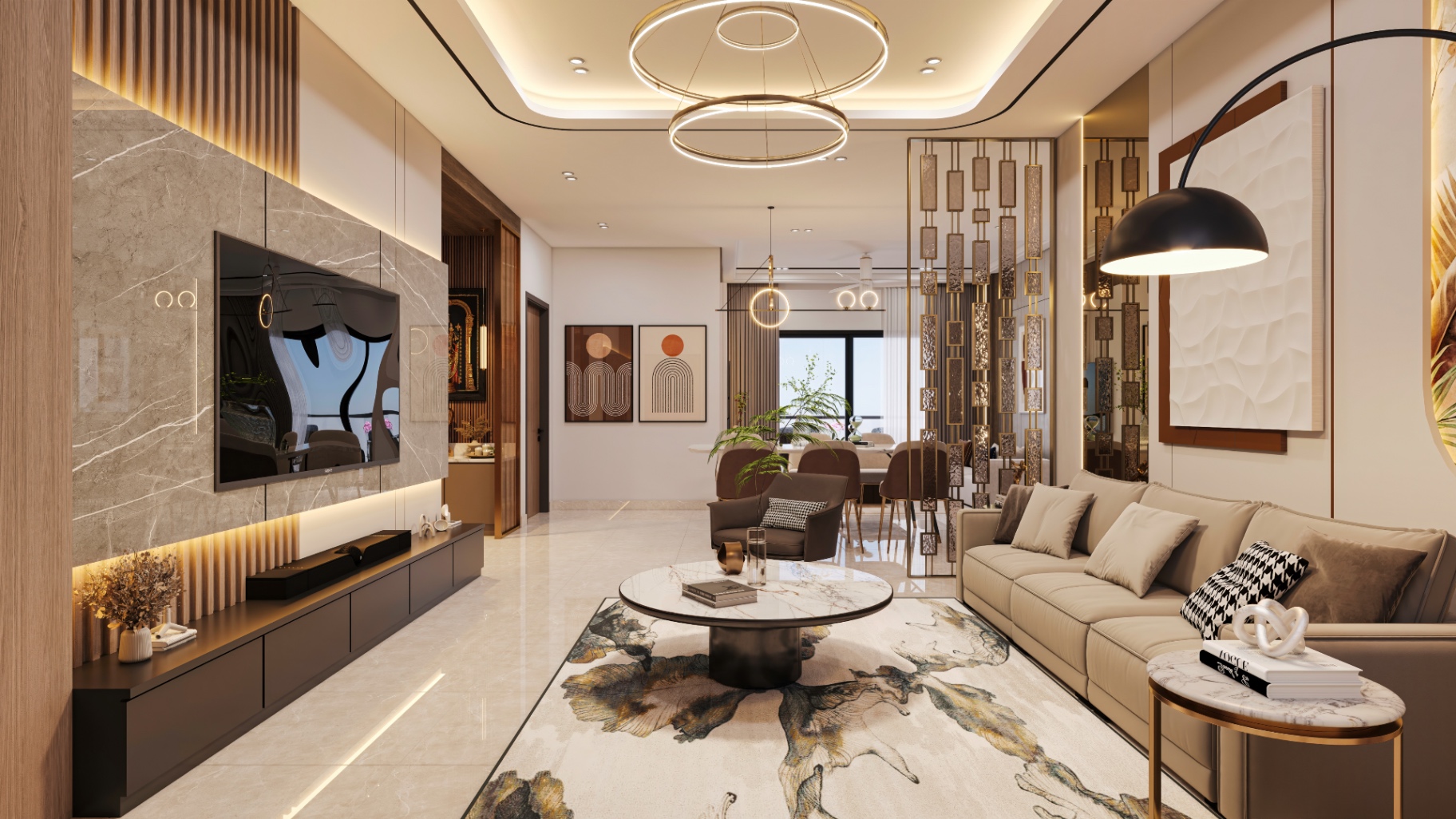 3 BHK residence interior at Aspire Aarna